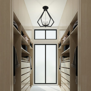 Livex Lighting 40923 Prism 3 Light 14"W Taper Candle Foyer - Black with Brushed