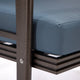 LeisureMod Walbrooke 3-Piece Patio Set With Brown Aluminum Frame and Cushions, Navy Blue