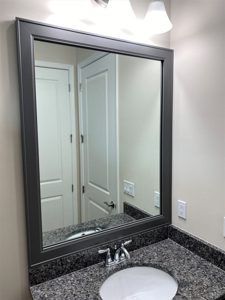 Porter Framed Wall Mirror, Dark Gray, 36"x42"
