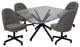 M-235 Dinette Swivel Metal Caster Chairs - Clear Glass, Mojeva Grey - Black, Cle