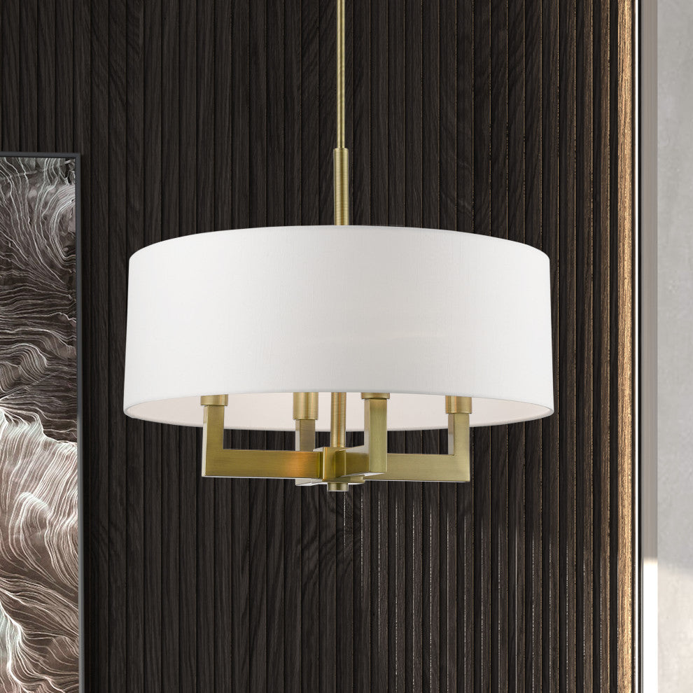Cresthaven 4 Light Antique Brass Pendant Chandelier