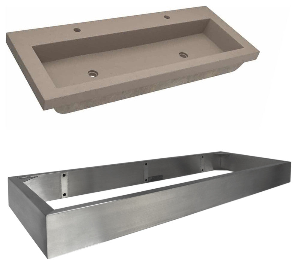 48" Zaca Vanity Base with NativeStone Trough in Earth