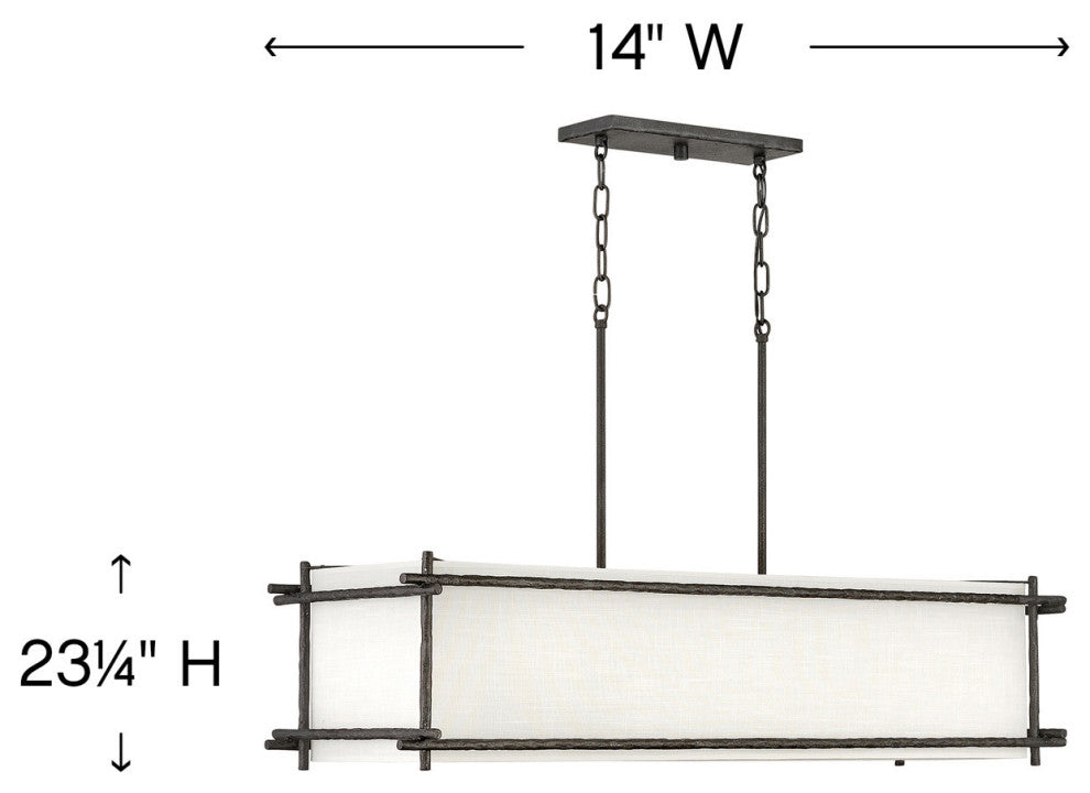 Hinkley Lighting 3676 Tress 6 Light 42"W Linear Chandelier - Iron Ore