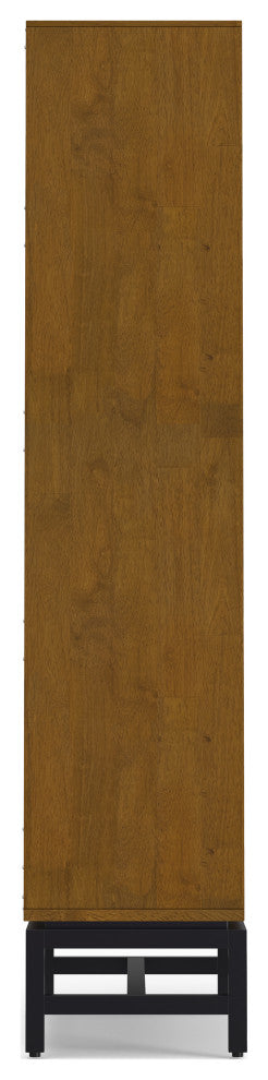 Banting Solid Hardwood Mid Century Bookcase, Medium Saddle Brown