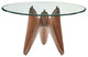 59" Clear And Walnut Rounded Glass And Solid Manufactured Wood Dining Table