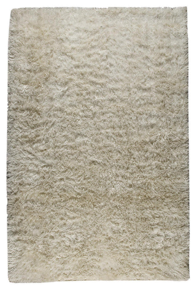 Hand Woven White Shag Area Rug