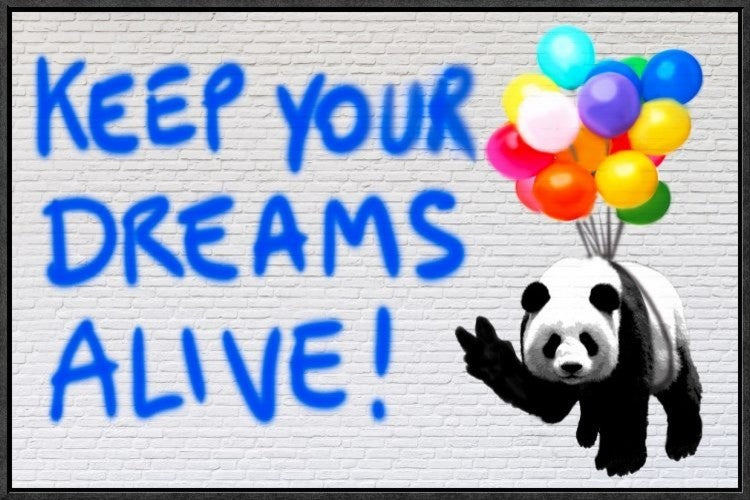 "Keep your dreams alive!" Framed Canvas Giclee by Masterfunk Collective, 25x17"