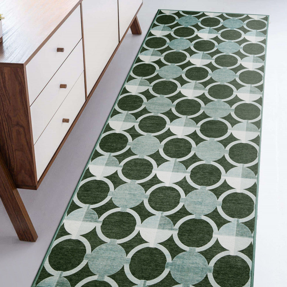 My Magic Carpet Washable Rug Dula Dark Sage Green, 2.5' X 7'