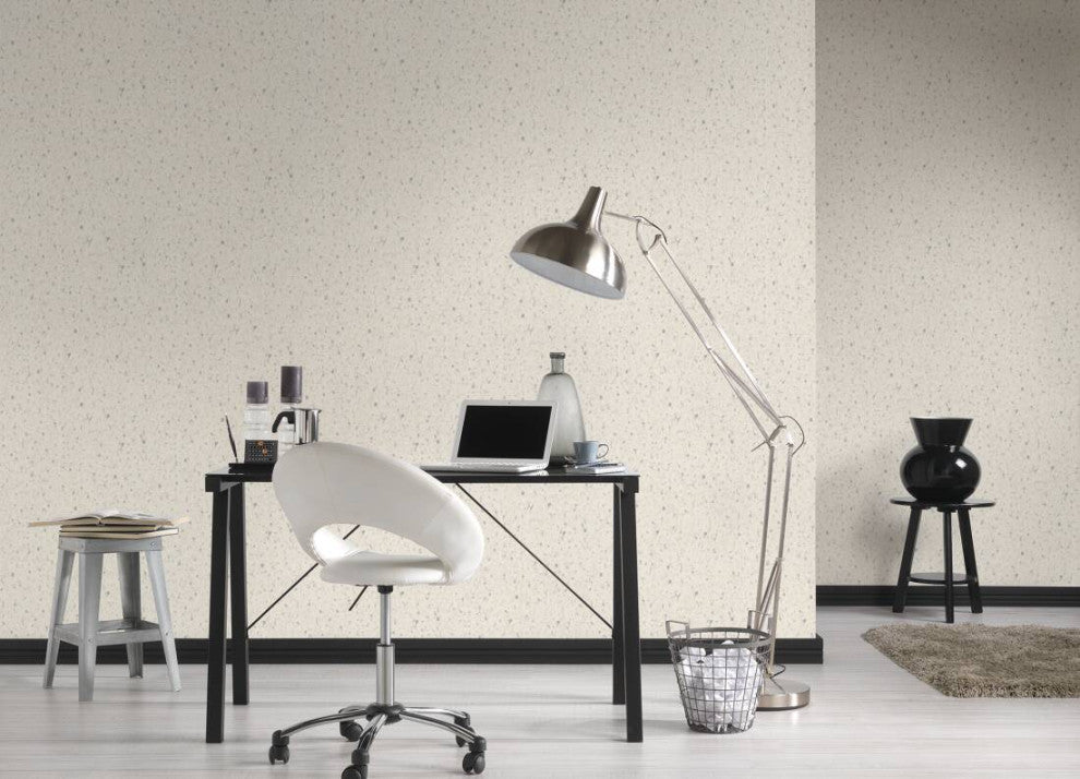 Plain Textured Wallpaper, Scattered Spots, Beige Cream Gray, 1 Roll