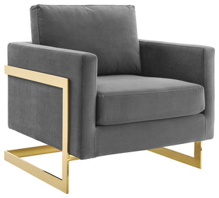 Posse Performance Velvet Accent Chair Gold Gray