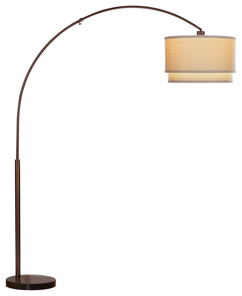 Brightech Mason - Arc Floor Lamp with Unique Hanging Drum Shade, Bronze