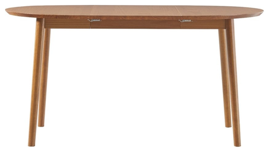 Walker Edison Modern Solid Wood Oval Extension Dining Table - Caramel