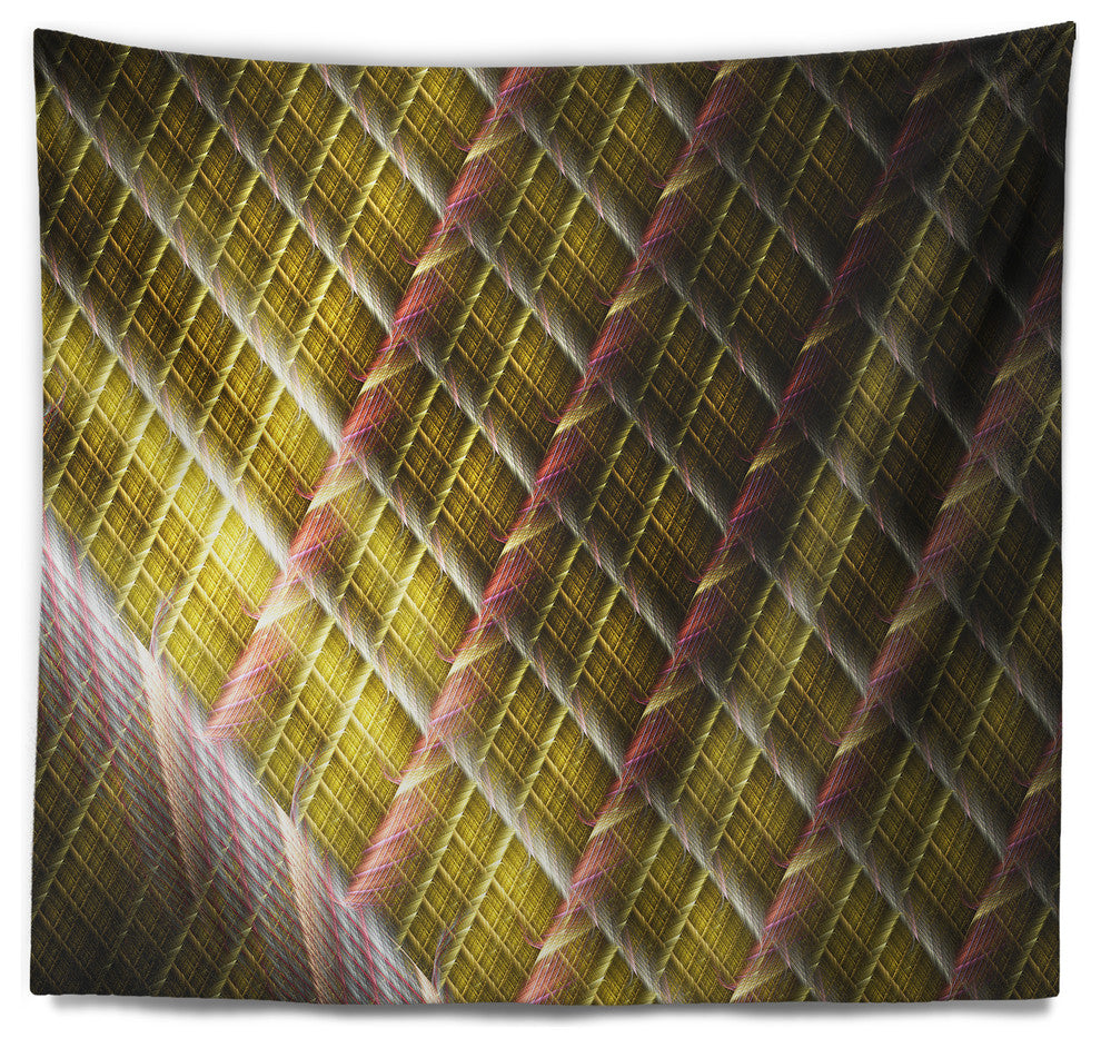 Brown Metal Protective Grids Abstract Wall Tapestry, 80"x68"