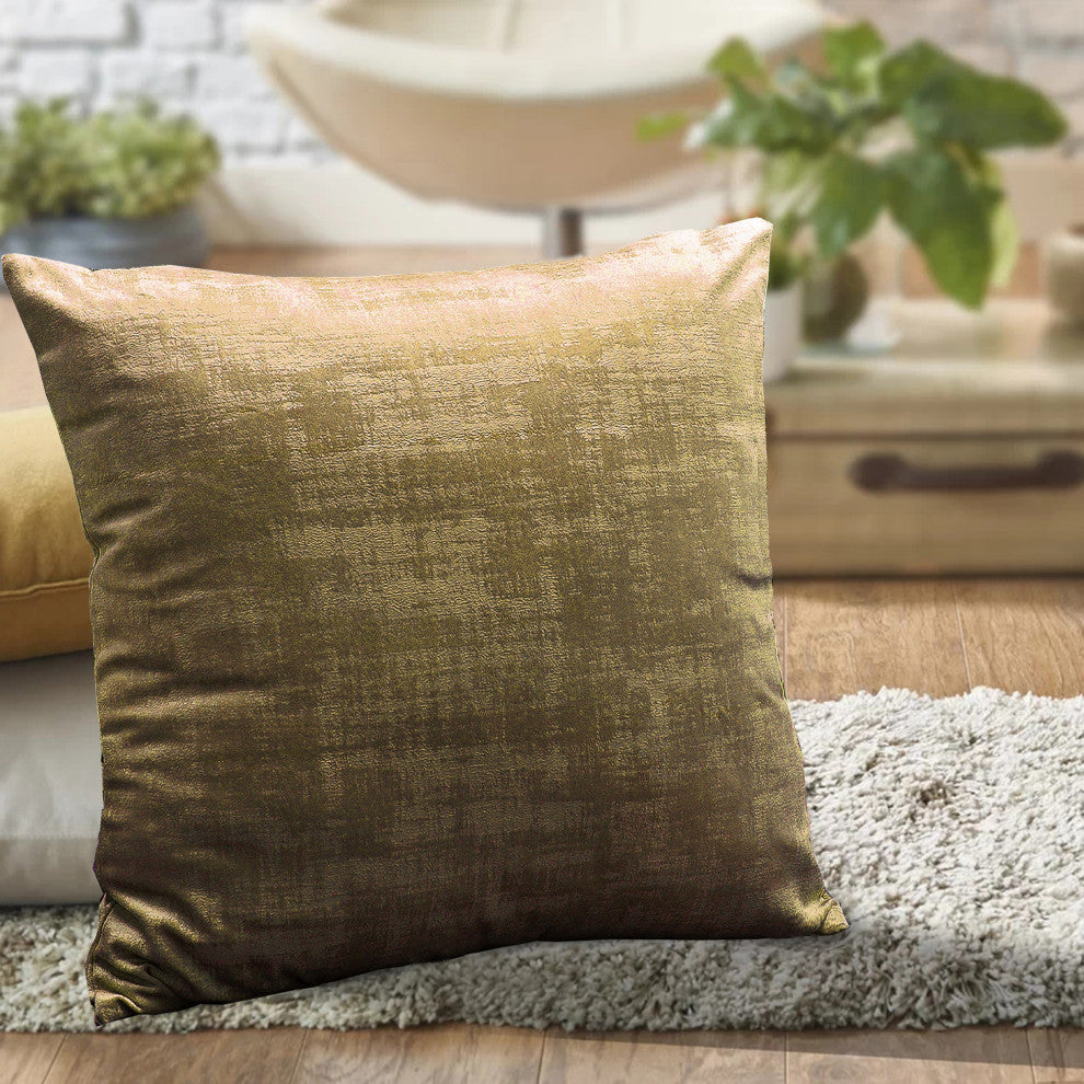 Serenta Textured Velvet Pillow Shell, Set of 4, Tobacco Brown