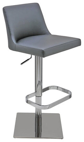 Rome Naugahyde Adjustable Bar/Counter Stool, Gray