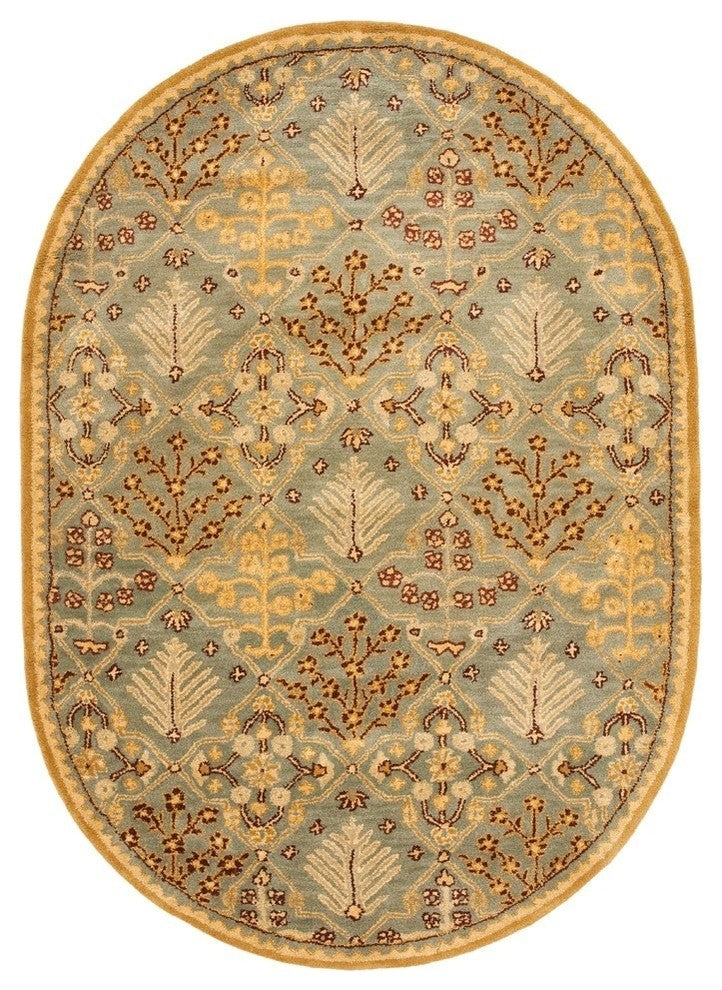 Safavieh Antiquities At613A Rug, Light Blue/Gold, 7'6"x9'6" Oval