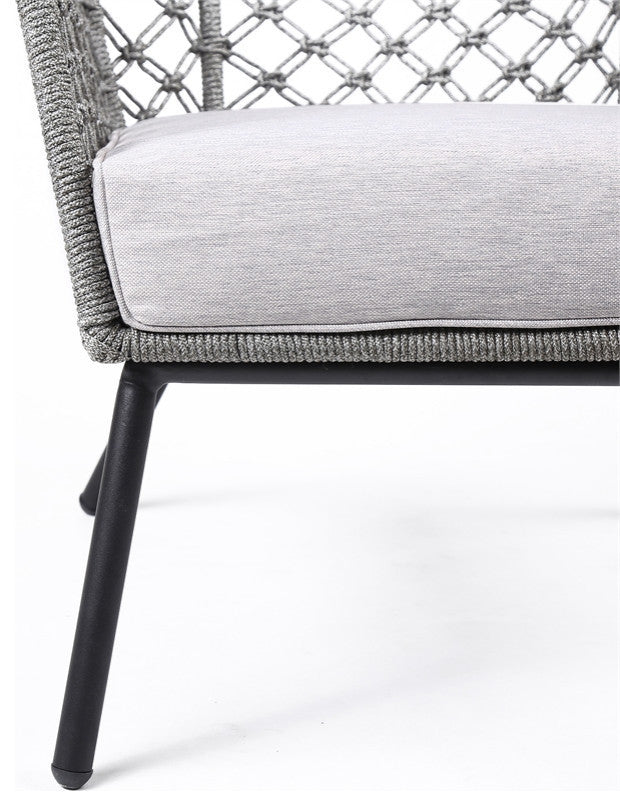 Marco Steel and Truffle Rope Indoor Outdoor Steel Lounge Chair, Gray