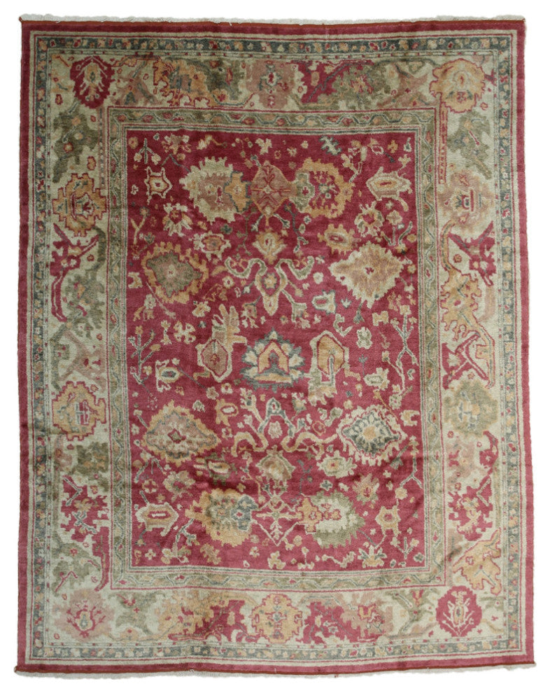 Red Traditional All Over Oushak Area Rug