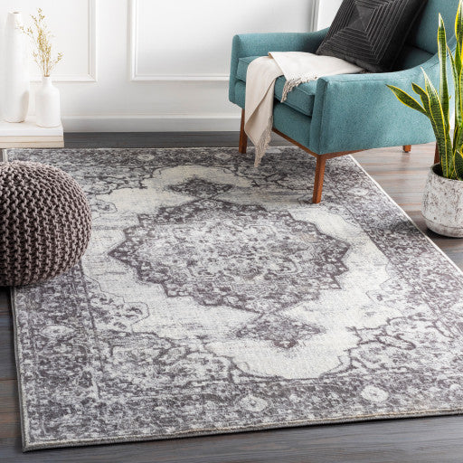 Surya Wanderlust WNL-2303 5'3"x7'3" Rug, Silver Gray/White