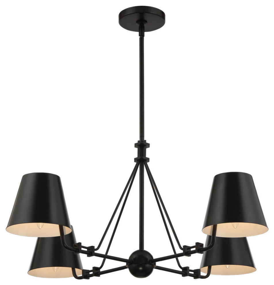 Crystorama XAV-B8304-MK, 4-Light Chandelier, Matte Black