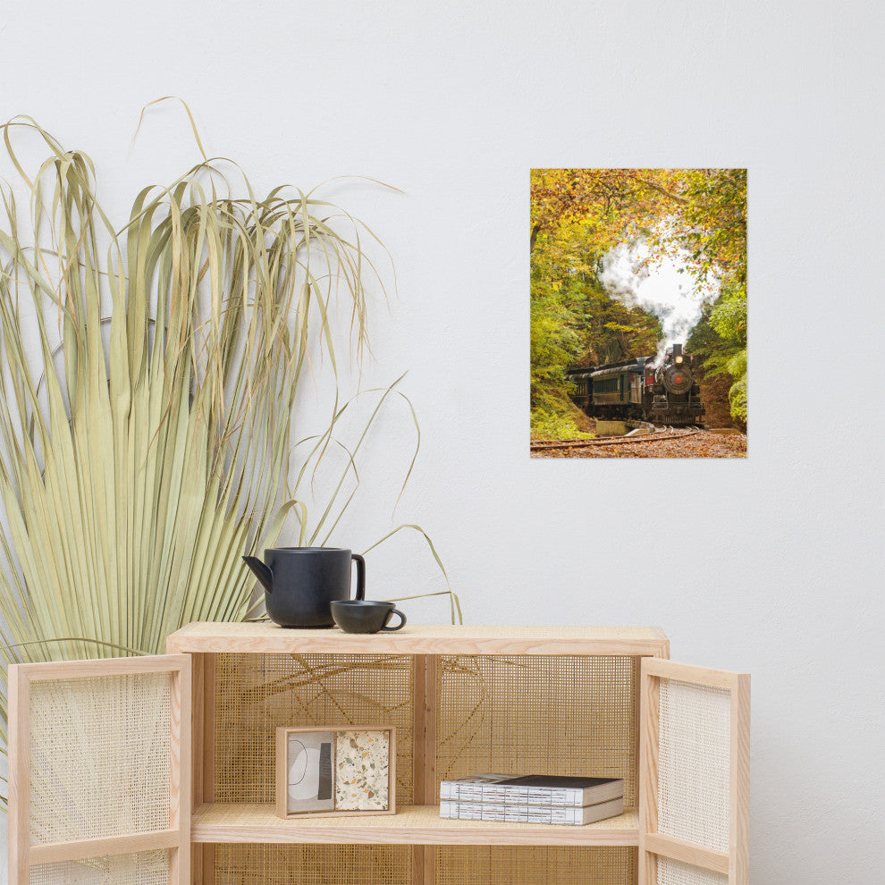 Wall Art Print Steam Train with Autumn Foliage Landscape Photo Unframed, 18" X 24"