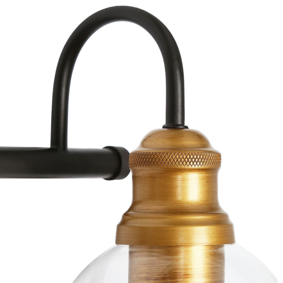 LNC 4-Light Black & Brass Modern Glass Bathroom Vanity Lighting
