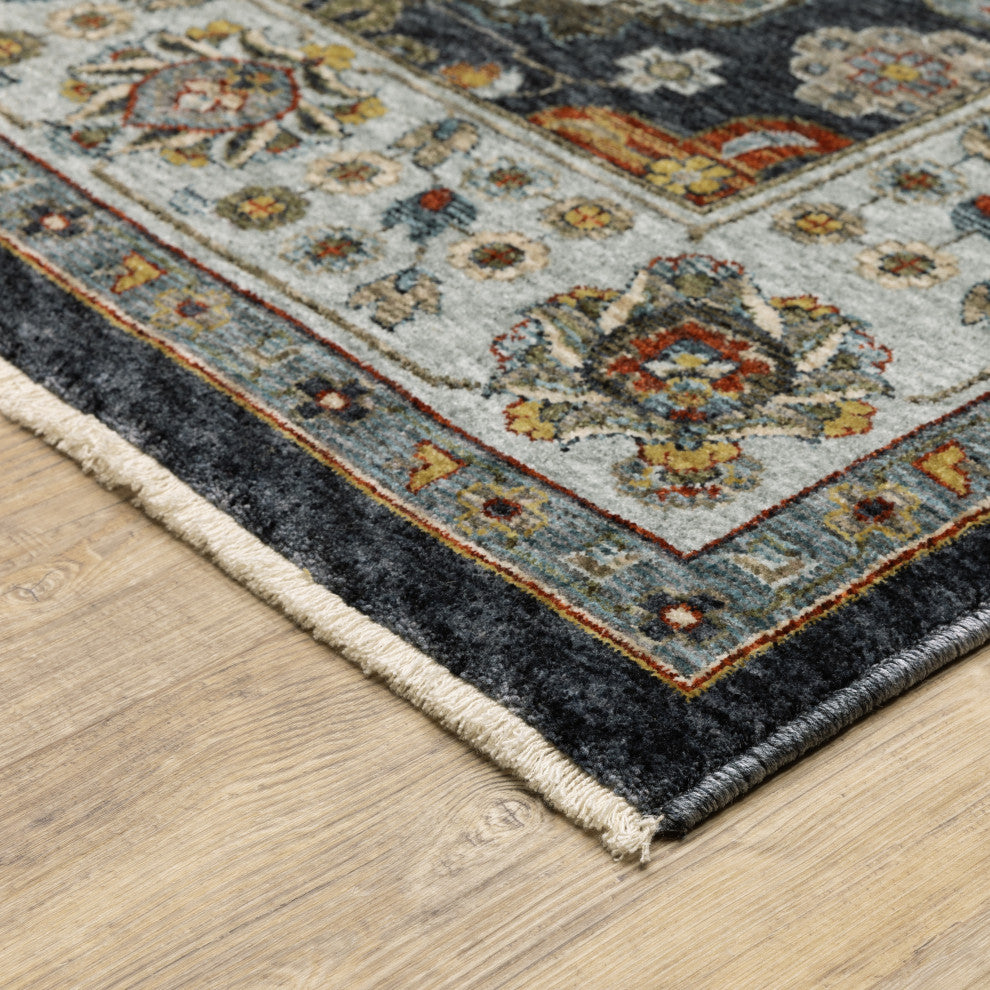 Augustus Medallions Indoor Area Rug, Blue, 5'3"x7'6"