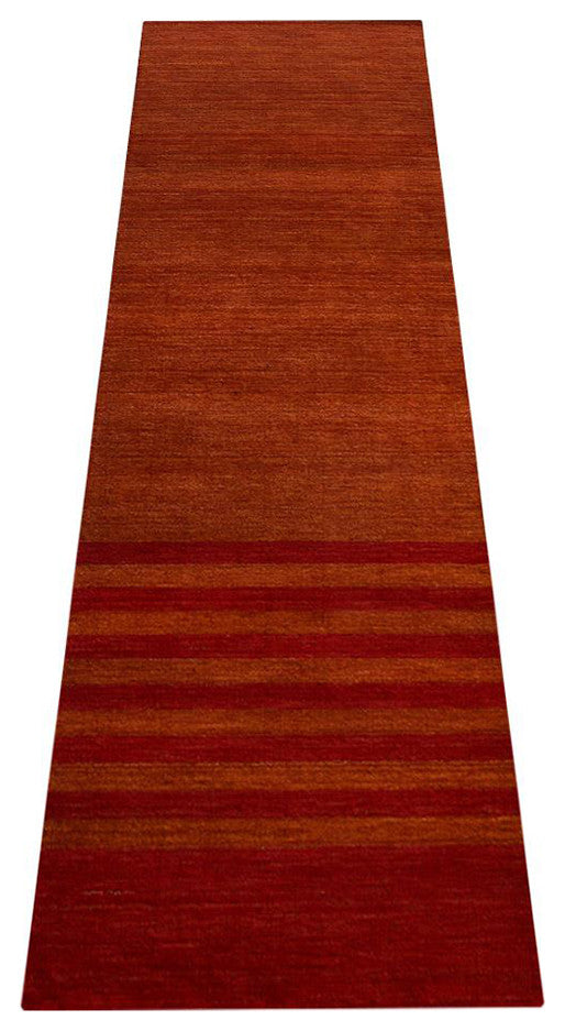 HAND KNOTTED LOOM WOOL ECO-FRIENDLY AREA RUGS - Runner, Rust Red, Contemporary