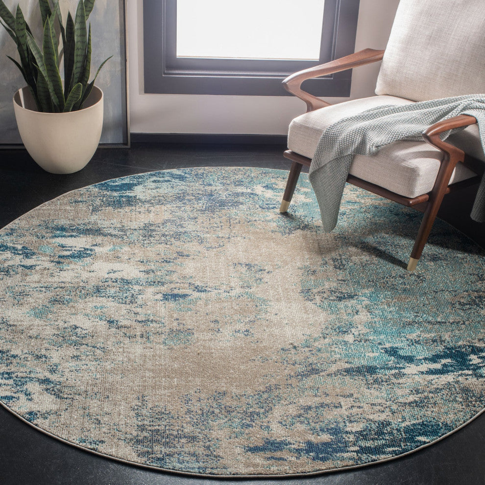 Safavieh Madison Mad440M Organic and Abstract Rug, Blue and Gray, 10'0"x10'0" Square