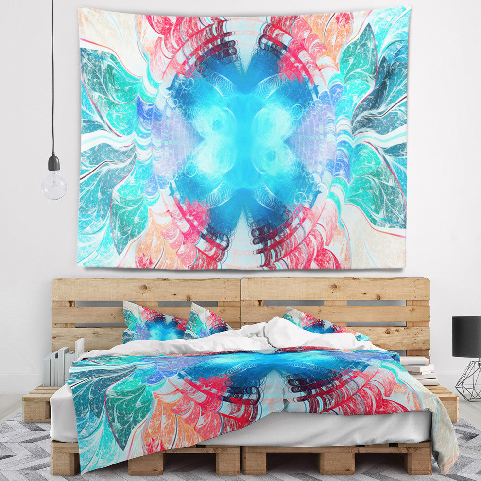 Extraordinary Fractal Blue Texture Abstract Wall Tapestry, 60"x50"