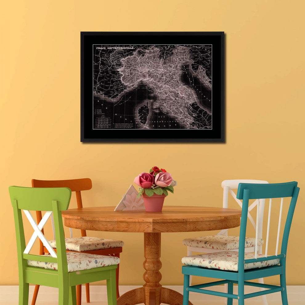 North Italy Vintage Vivid Sepia Map Canvas, 28"x37"