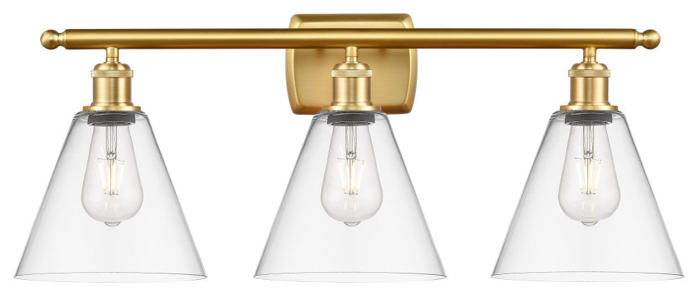 Innovations 516-3W-SG-GBC-82 3 Light Bath Vanity Light, Satin Gold