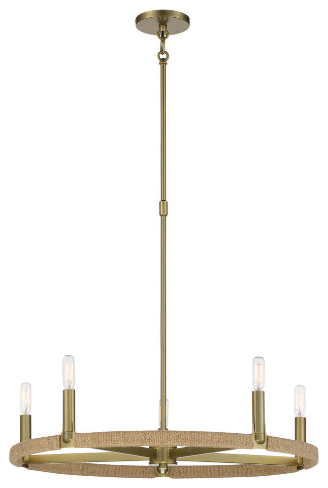Minka-Lavery 3865-695, 5-Light Chandelier, Windward Passage, Soft Brass