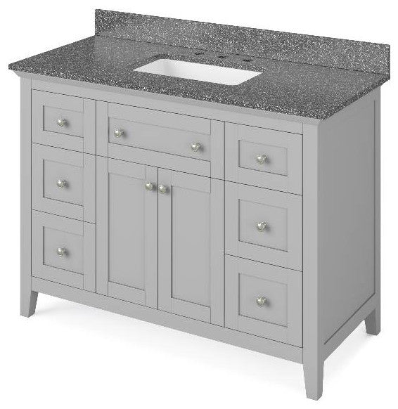 Chatham Traditional 48" Grey Single Sink Vanity, Boulder Cultured Marble Vanity
