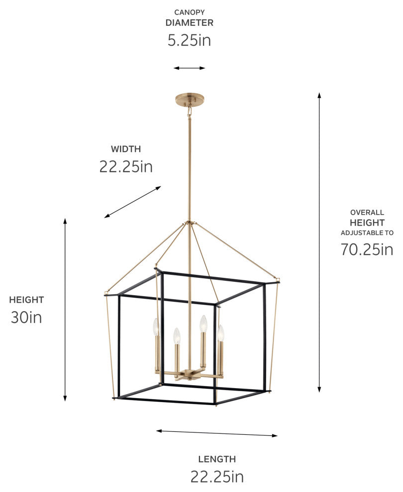 Eisley 4 Light Foyer Pendant, Champagne Bronze, 30"