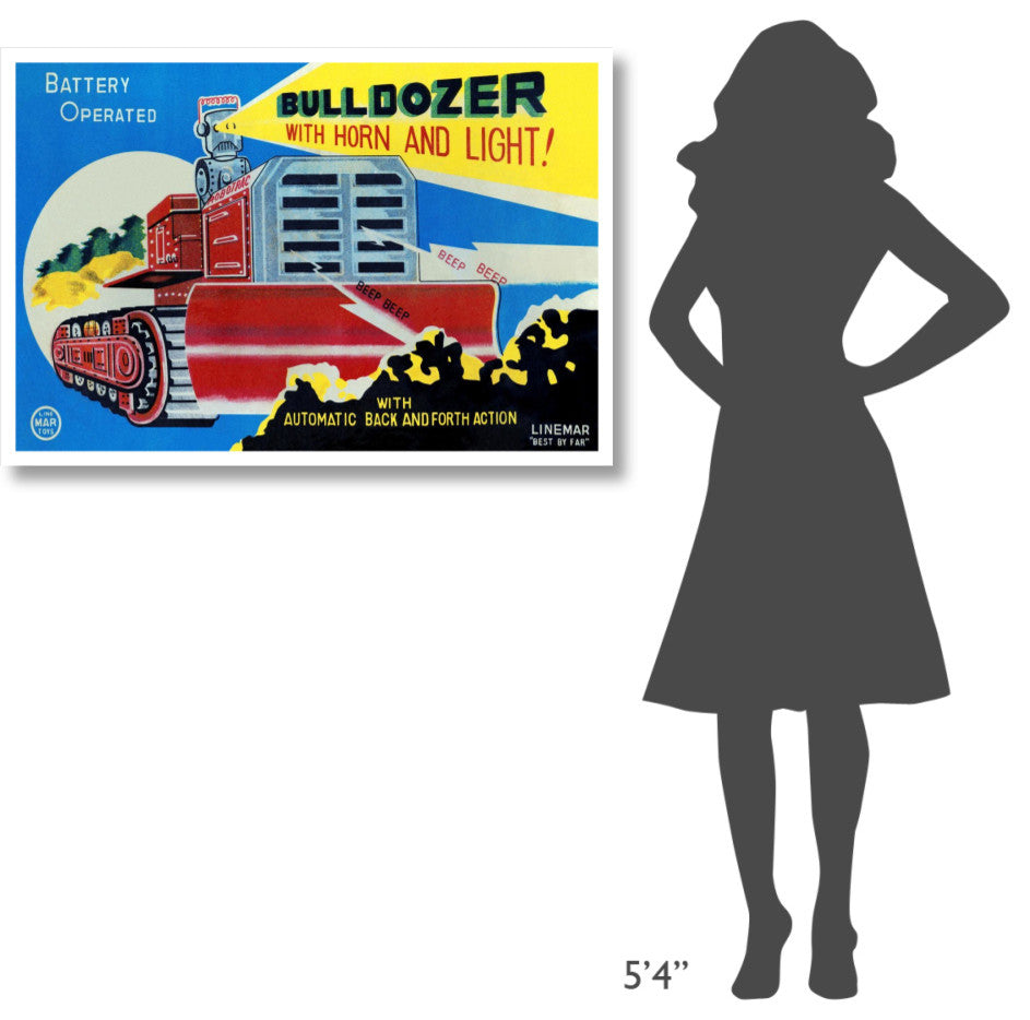 "Battery Operated Bulldozer with Horn and Light" Print by Retrotrans, 42"x29"