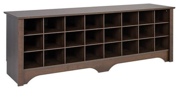 Prepac 60" Shoe Cubby Bench in Espresso