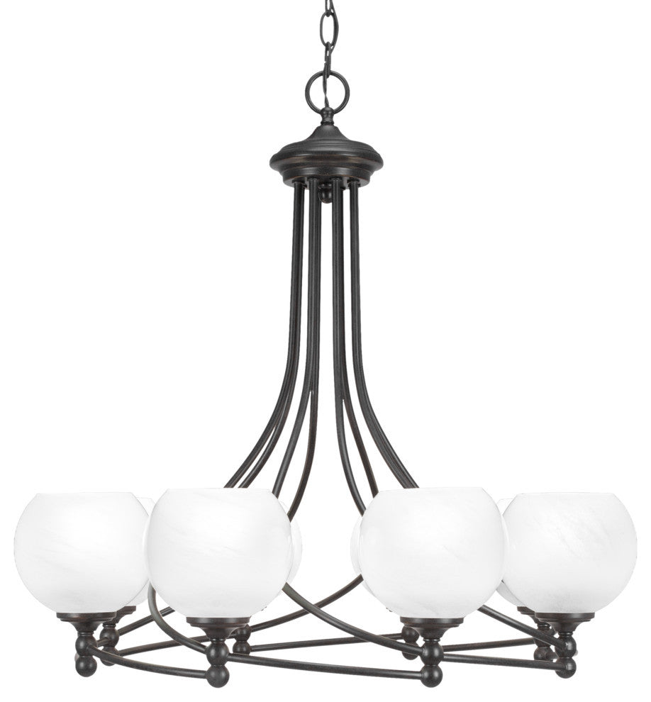 Capri 8-Light Chandelier, Dark Granite/White Marble