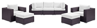 Convene 7 Piece Outdoor Patio Sectional Set, Espresso White