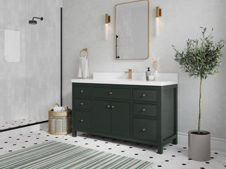 Sonoma 60 Single Bathroom Vanity in Dark Forest Green with 2" White Quartz