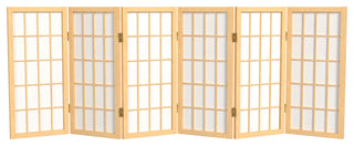 2' Tall Desktop Window Pane Shoji Screen, Natural, 6 Panels