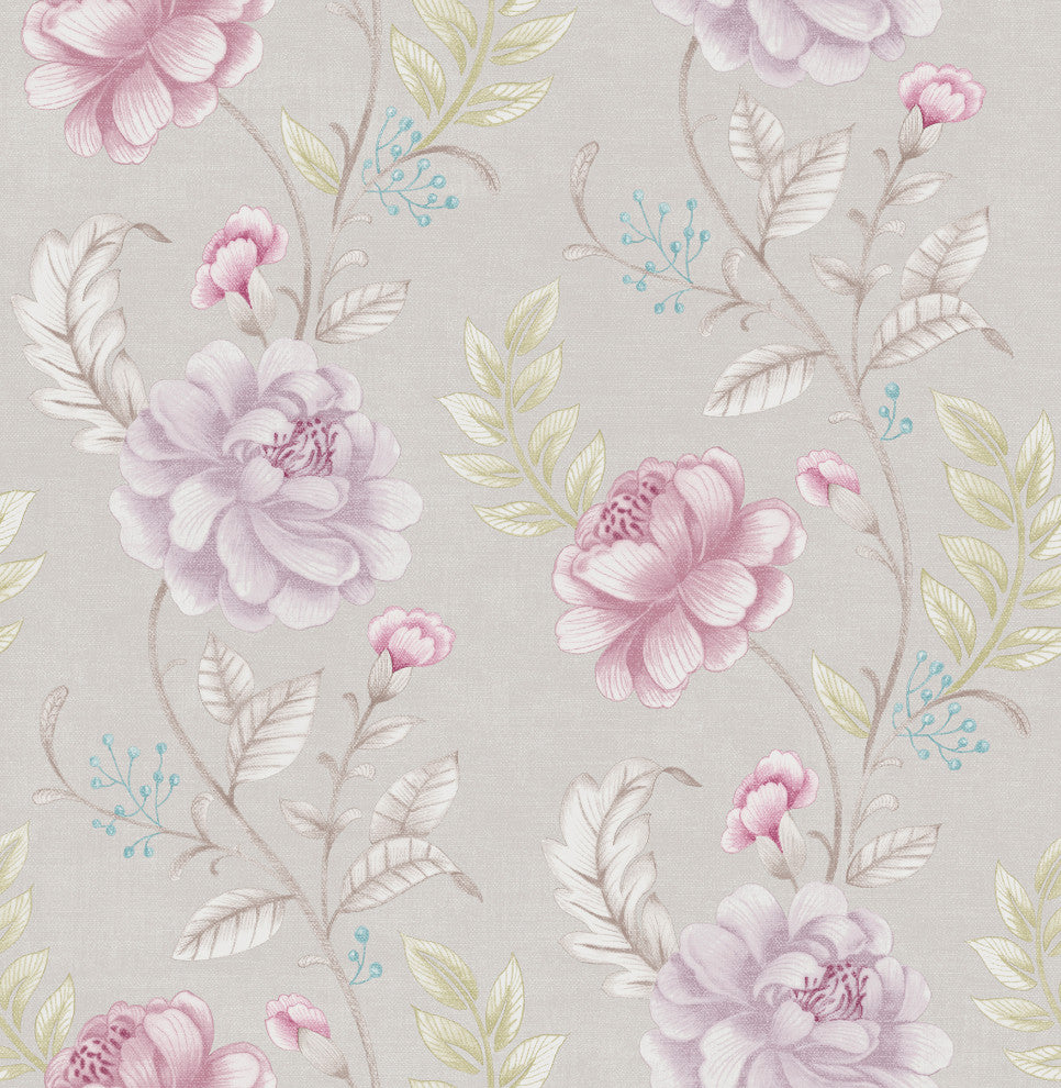 Ellie Purple Jacobean Wallpaper Bolt
