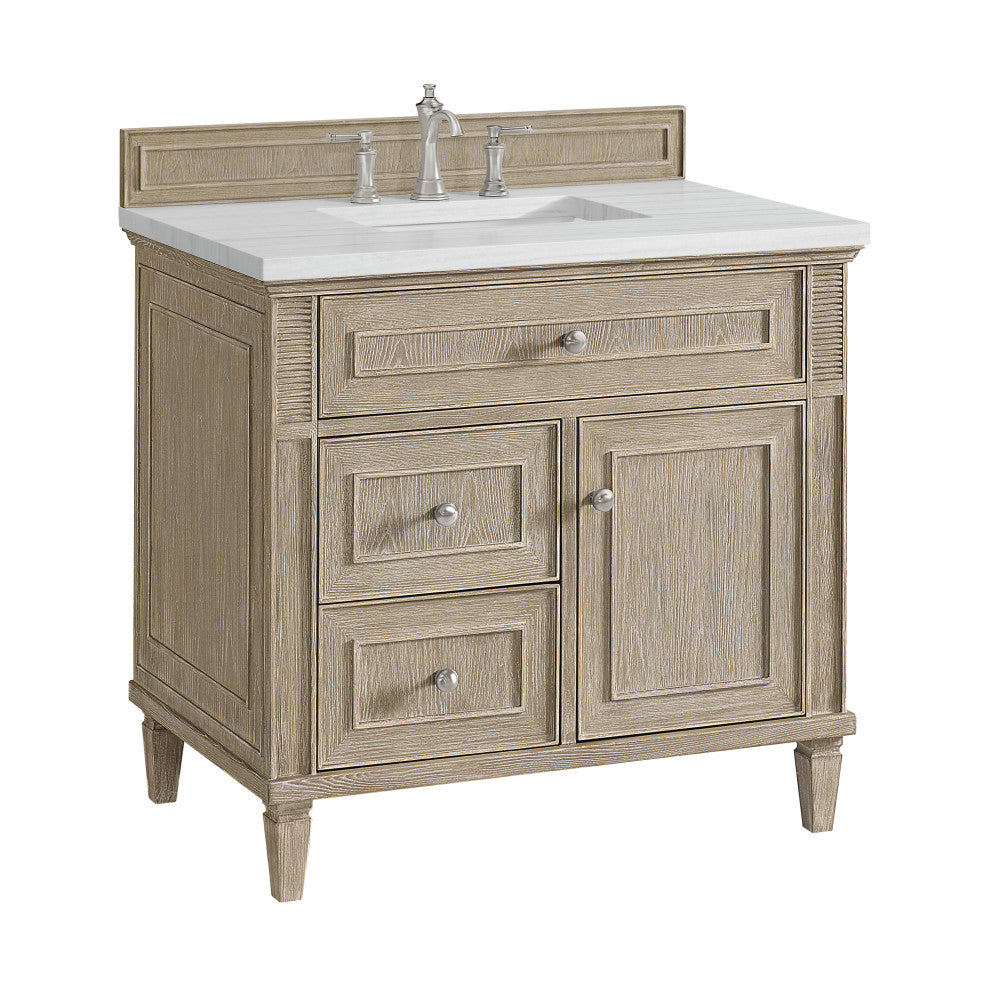 Lorelai 36" Single Vanity, Oak, 3 CM Arctic Fall Solid Surface Top