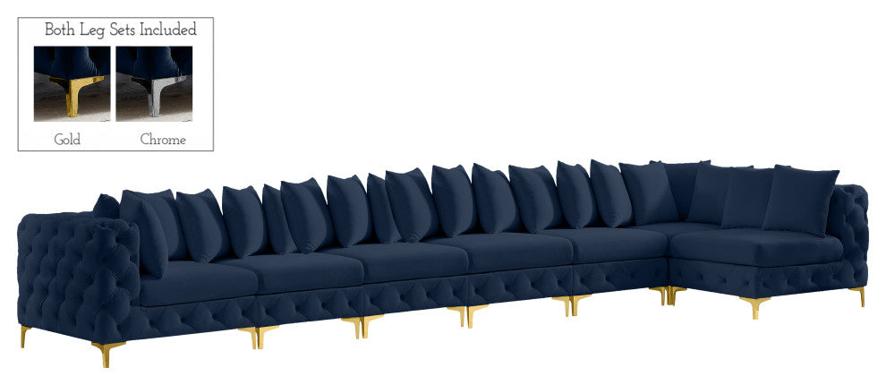 Tremblay Modular Sectional, Navy, L-Shaped, 7-Piece: Armless (5), Corner (2)