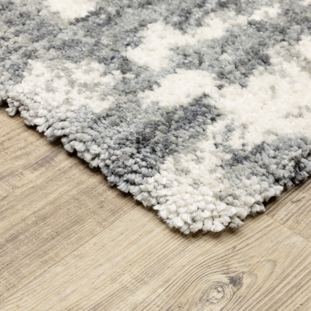 Ashton Distressed Shag Grey/Ivory Area Rug, 6.7X9.6