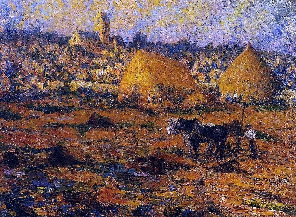 Emilio Boggio Winter Afternoon in Auvers, Gallery Wrapped Canvas, 21"x28"