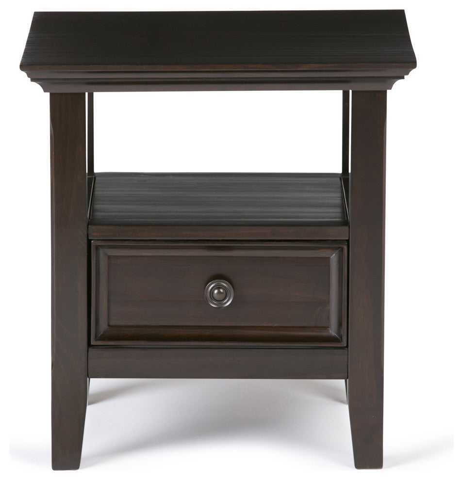 Amherst Solid Wood 19 Inch Wide Square Transitional End Table In Hickory Brown