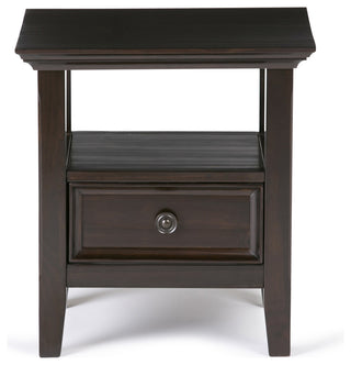 Amherst Solid Wood 19 Inch Wide Square Transitional End Table In Hickory Brown