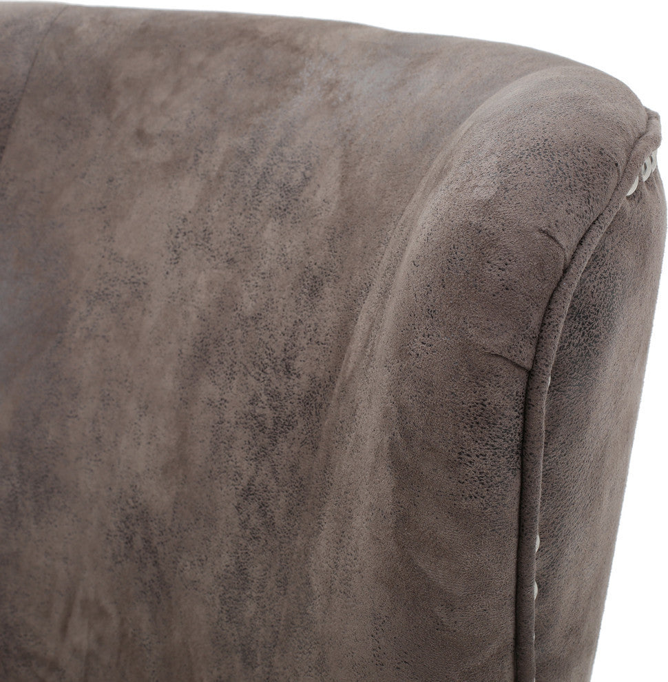 Lorenzo Contemporary Wingback Club Chair With Nailhead Trim, Gray Brown