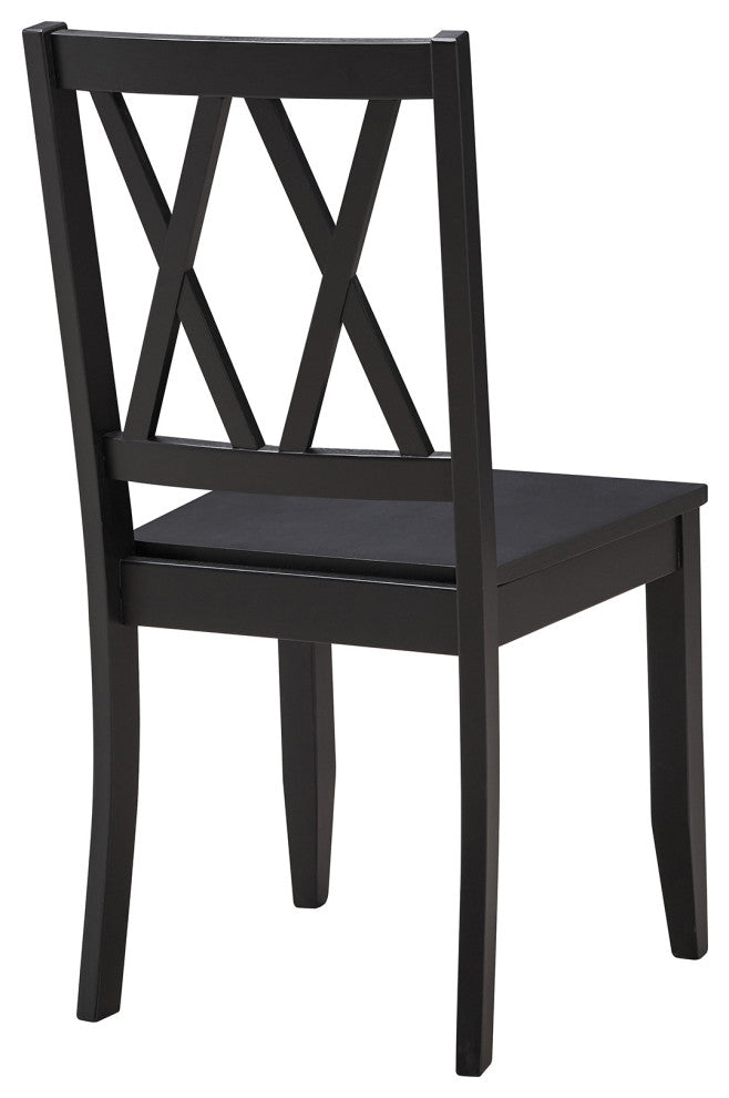 Set of 2 Double-X Back Wood Chairs, Black